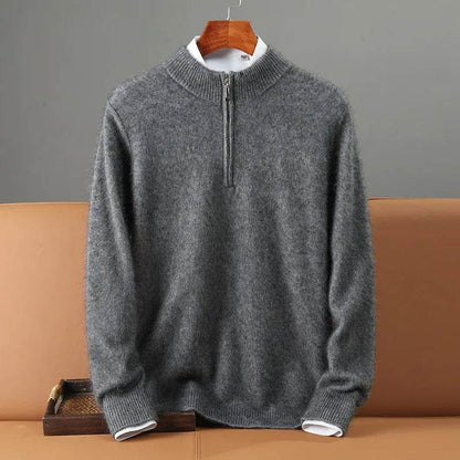 Buy Center Men's Cashmere Sweater - Half Zipper Turtleneck, Warm Knitted - Buy Center UK