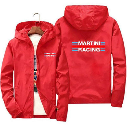 Martini Racing Men's Windbreaker Jacket - Lightweight, Zippered, Hooded - Buy Center UK