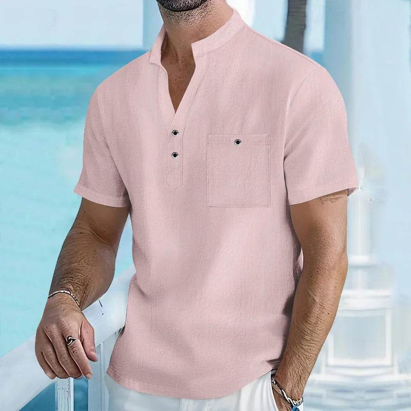 Buy Center Men's Stand Up Collar T-Shirt - Breathable Cotton Polo - Buy Center UK