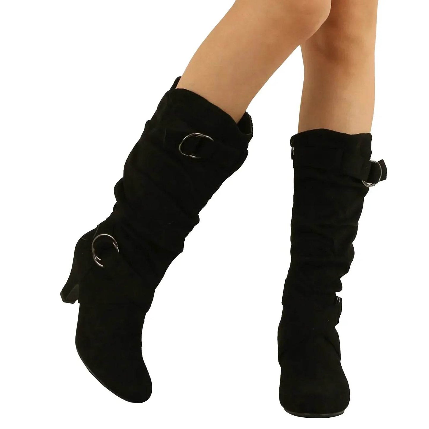 Buy Center Women's Winter Boots - Mid Calf, Wide Fit, Spike Heel - Buy Center UK