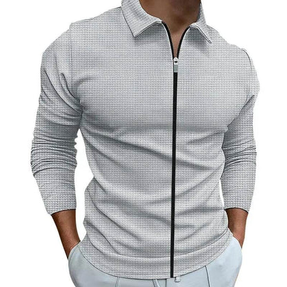 Buy Center Men's Lapel Zipper Jacket - Stylish Slim Fit Cardigan - Buy Center UK