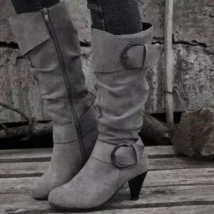 2025 Women’s Knee High Boots - High-Quality Faux Suede, Side Zip - Buy Center UK