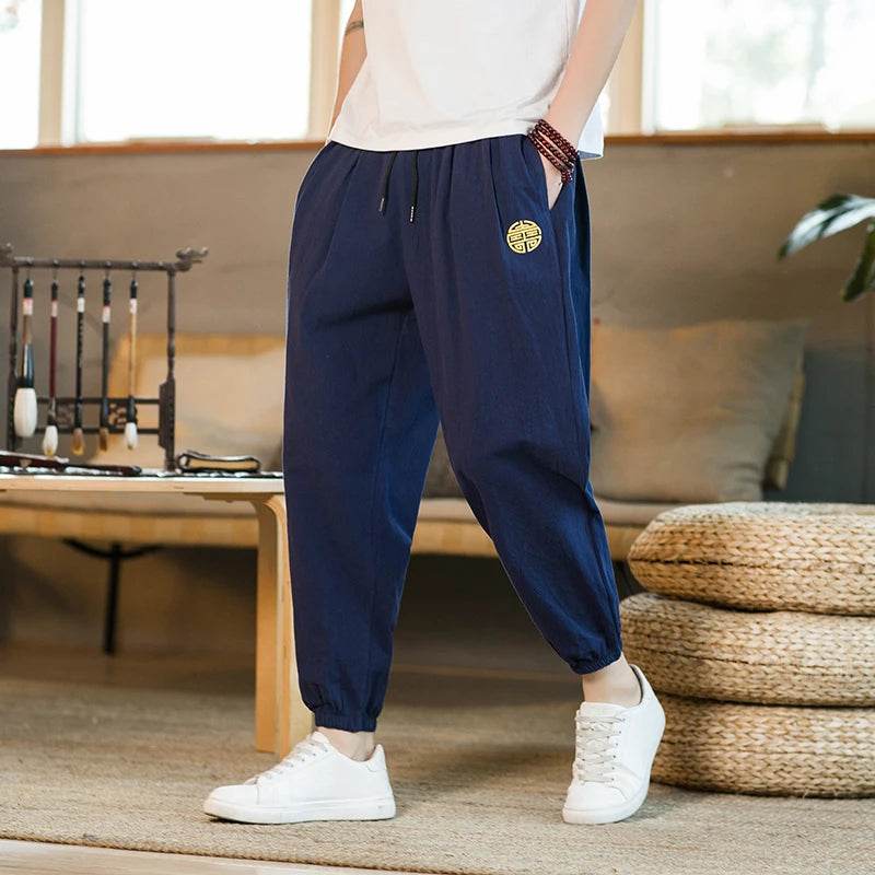 Buy Center Summer Casual Cotton Linen Ninth Pants - Loose Harem Style - Buy Center UK