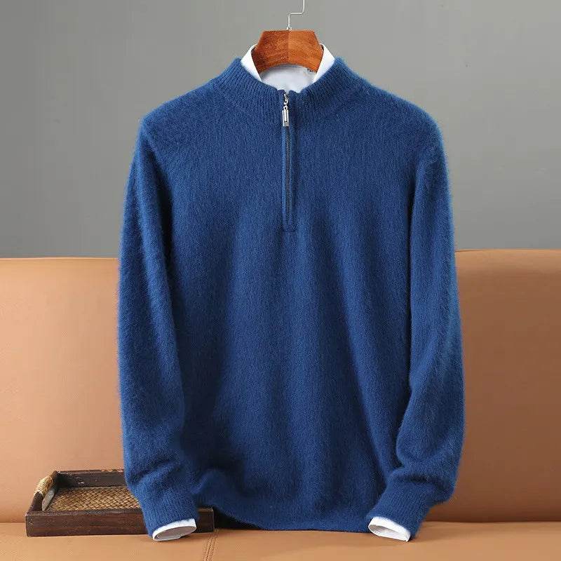 Buy Center Men's Cashmere Sweater - Half Zipper Turtleneck, Warm Knitted - Buy Center UK