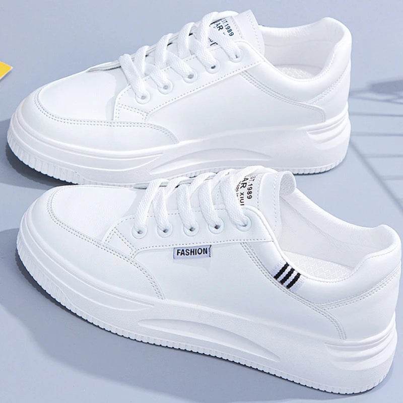 Buy Center Women White Sneakers - Lace-Up, Thick Bottom, Anti-Slip - Buy Center UK