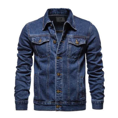 Buy Center Men’s Denim Coat - Casual Autumn Jacket, Turn Down Collar - Buy Center UK