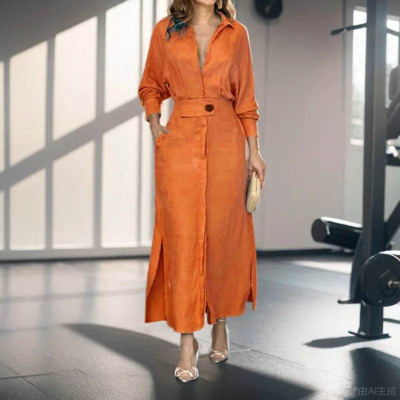Elegant Long Sleeve Women Dress 2024 - V Neck, Casual Style S-3XL - Buy Center UK
