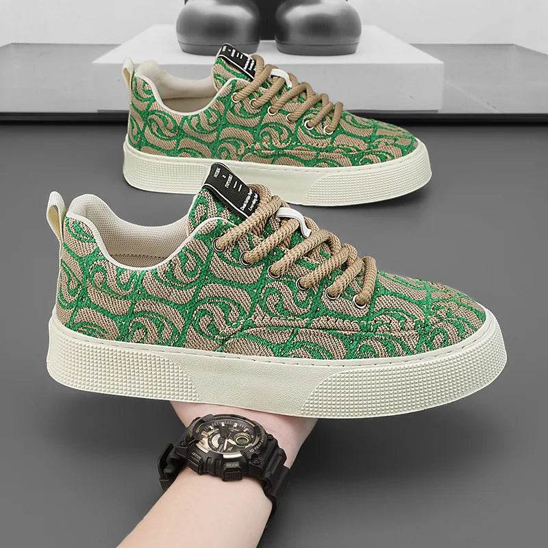 Designer Men’s Canvas Sneakers - Trendy Prints for Casual Style - Buy Center UK
