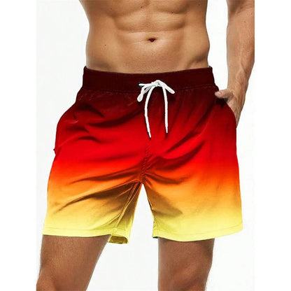 Buy Center Gradient Color Block Beach Shorts - Stylish 3D Print Design - Buy Center UK