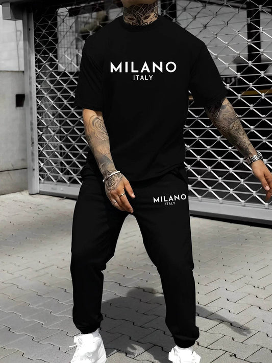 Buy Center Men's Casual Sportswear Set - Comfy T-Shirt & Long Pants - Buy Center UK
