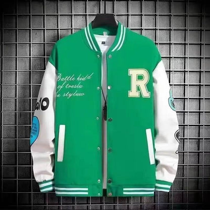 Spring Men's R Printed Baseball Jacket - Stylish High Street Fashion - Buy Center UK