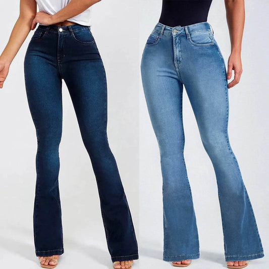 Buy Center Vintage Flare Bottom Jeans - High Waist, Casual Style - Buy Center UK
