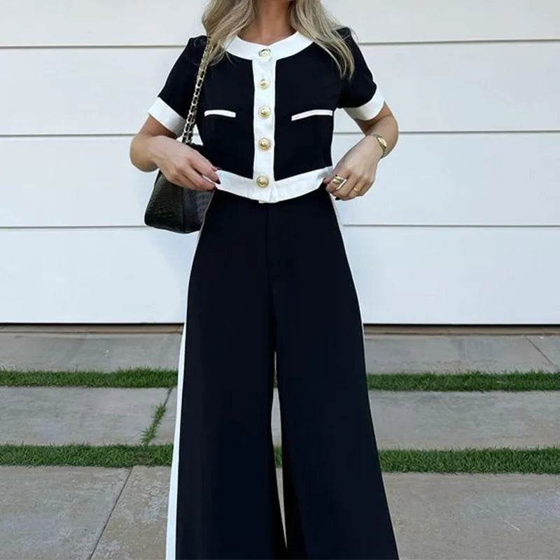 BAMBOOBOY Women's Slim Pants Suit - Stylish O-Neck Top & Trousers - Buy Center UK