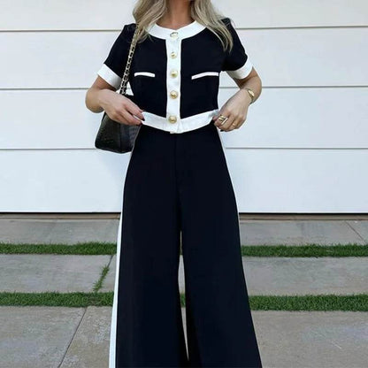 BAMBOOBOY Women's Slim Pants Suit - Stylish O-Neck Top & Trousers - Buy Center UK