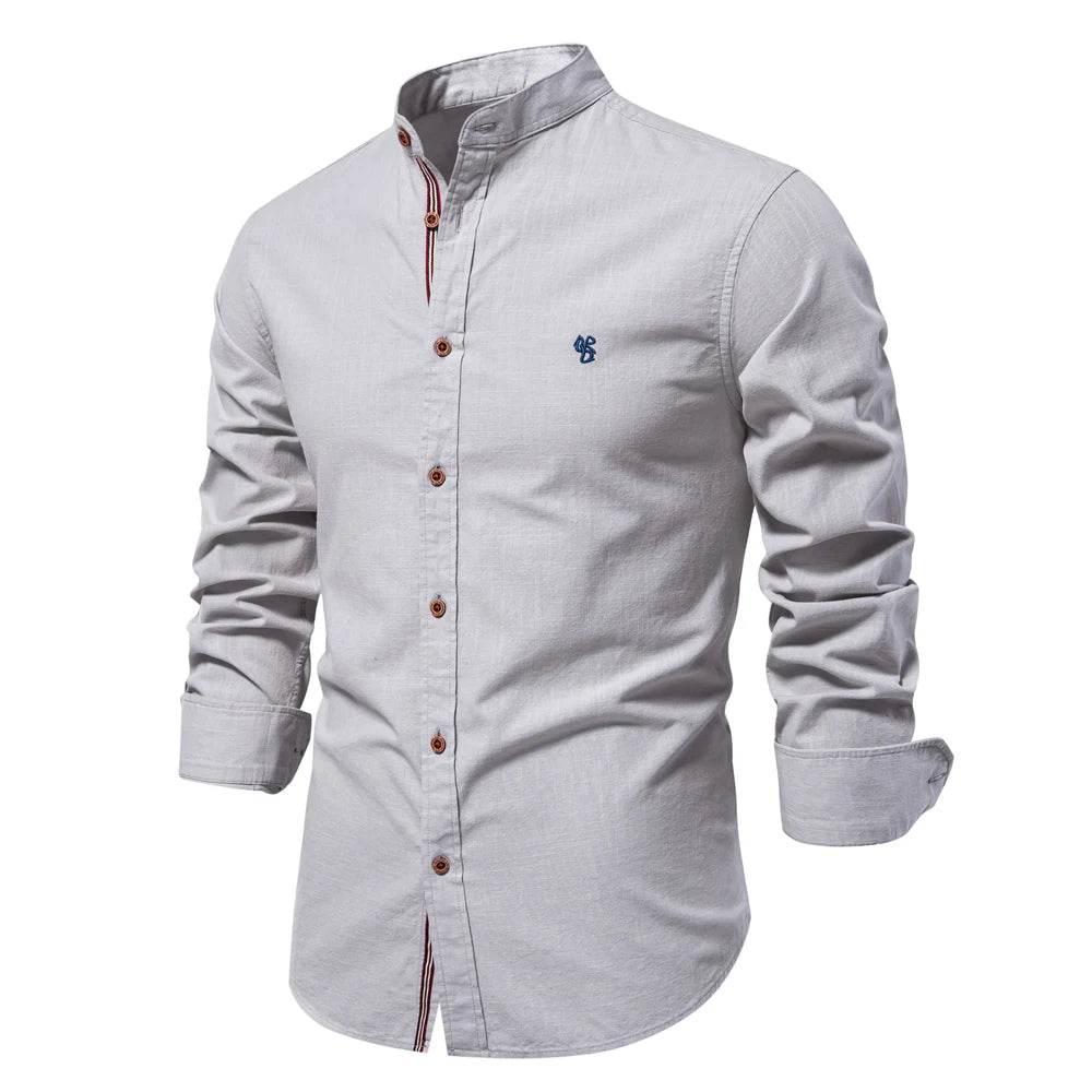 AIOPESON 100% Cotton Long Sleeve Shirt for Men - Casual Elegance - Buy Center UK