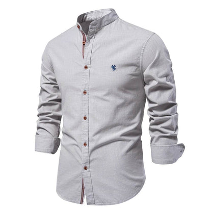 AIOPESON 100% Cotton Long Sleeve Shirt for Men - Casual Elegance - Buy Center UK