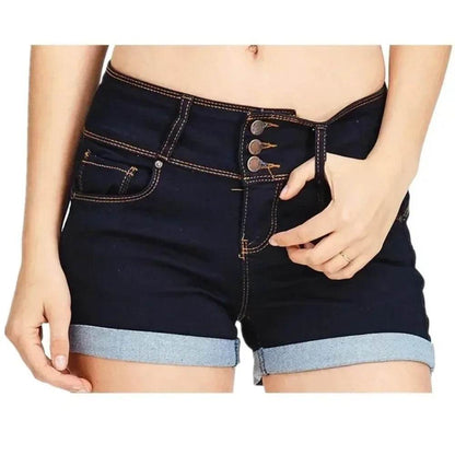 Buy Center Women's Summer Denim Shorts - Stretch Fabric, High Waist - Buy Center UK
