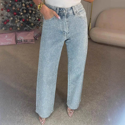 Buy Center Women's High Waist Straight Jeans - Distressed Vintage Style - Buy Center UK