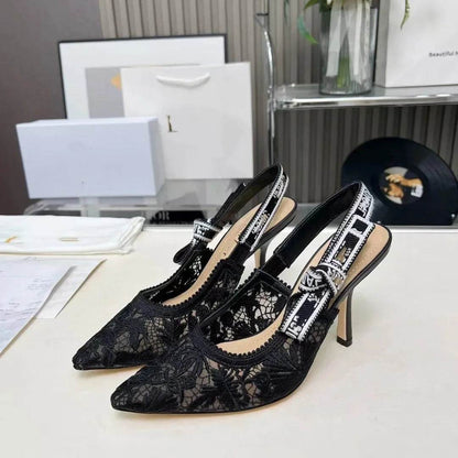 Buy Center Pointed Toe Lace High Heels Sandals - Butterfly Knot Design - Buy Center UK