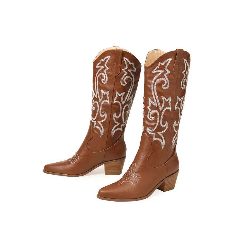 Vintage Knee High Cowgirls Black Western Boots - Chic & Comfortable - Buy Center UK