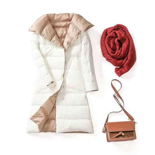 Women's Lightweight Down Jacket - Stylish Mid-Length Slim Fit for Winter - Buy Center UK