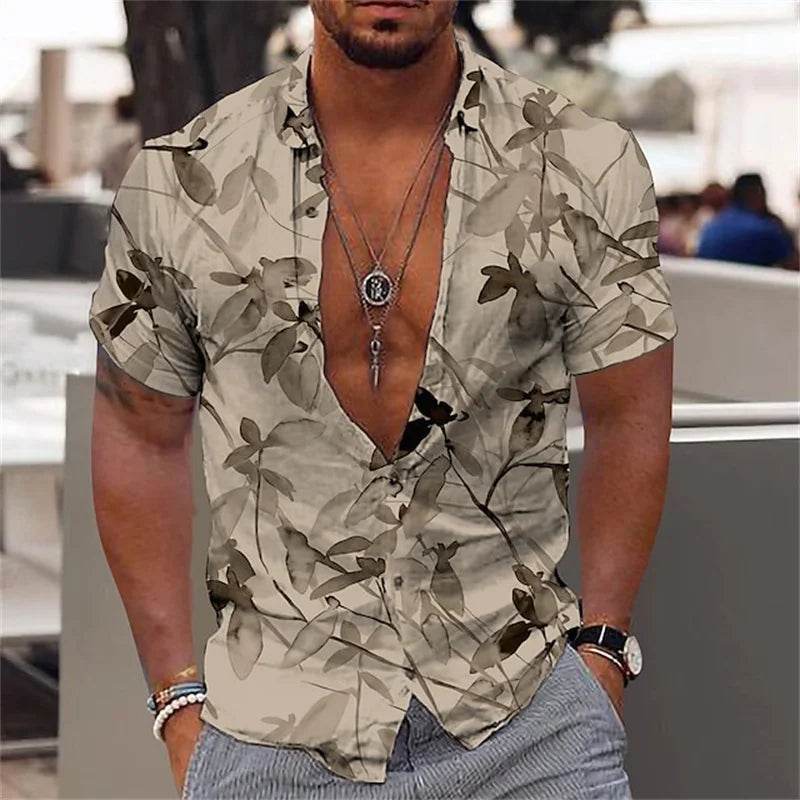 Buy Center Men's Black and Gold Flower Shirt - Hawaiian Style Summer - Buy Center UK