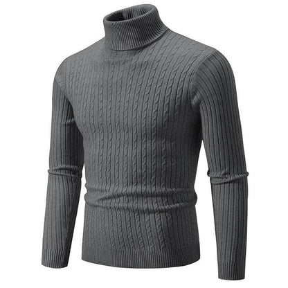 New Autumn Men's Jacquard Sweater - Cozy High Neck Turtleneck Pullover - Buy Center UK