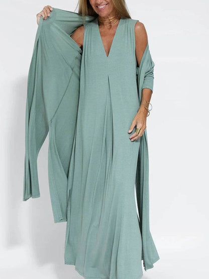 Elegant V-Neck Pullover Dress - 2025 Beach Resort Two-Piece Set - Buy Center UK