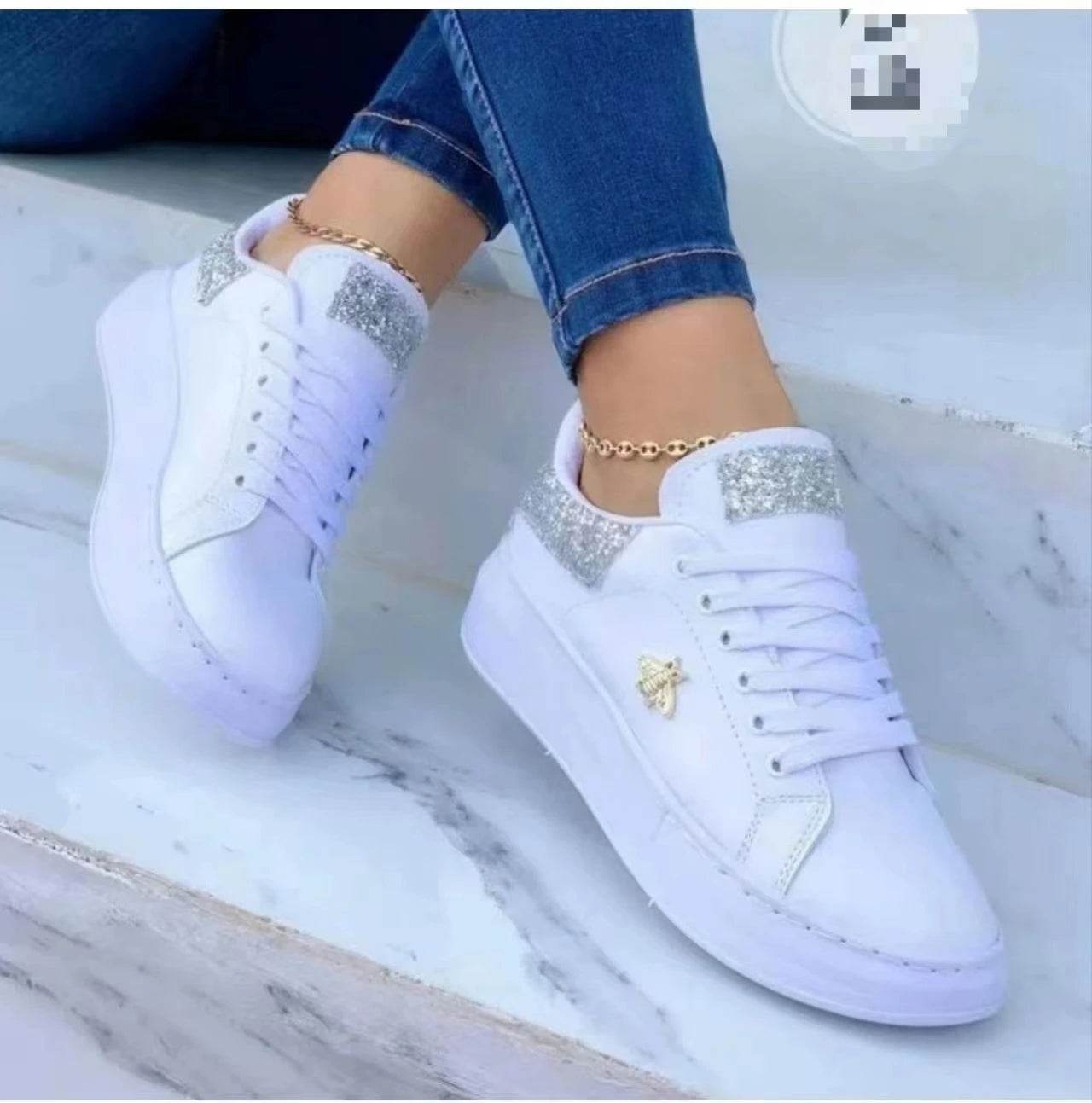 2024 Autumn Waterproof White Sneakers - Women’s Casual Lace-Up - Buy Center UK