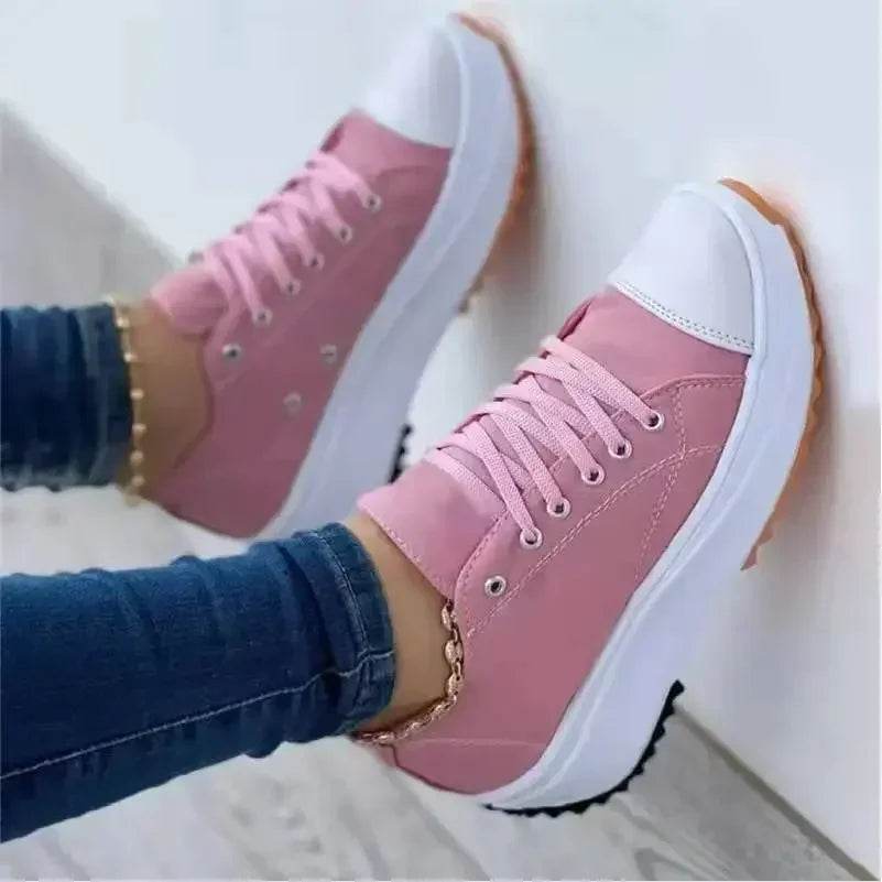 Buy Center Women's Classic Canvas Sneakers - Stylish Flat Heel Design - Buy Center UK