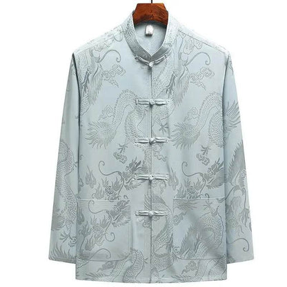 Buy Center Casual Ice Silk Tang Suit - Plus Size, Loose Fit for Men - Buy Center UK