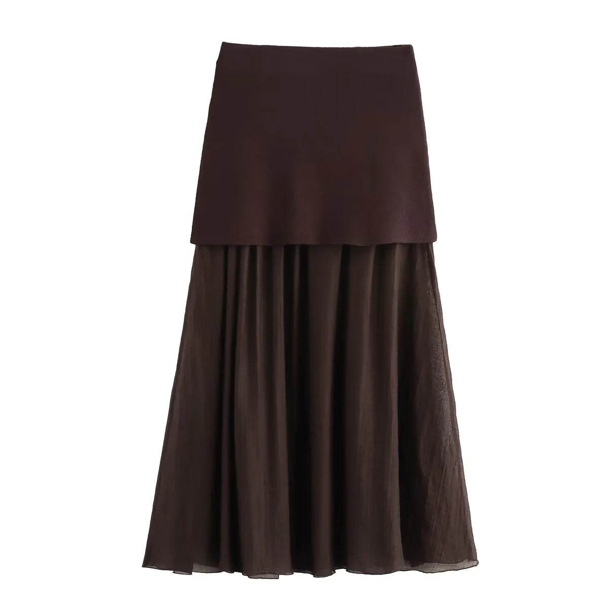 TRAF Women Knitted 2-Piece Set - V-Neck Top & Ankle Skirt - Buy Center UK