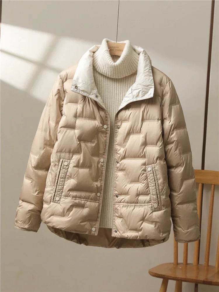 Buy Center Women's White Duck Down Coat - Casual Hooded Puffer Jacket - Buy Center UK