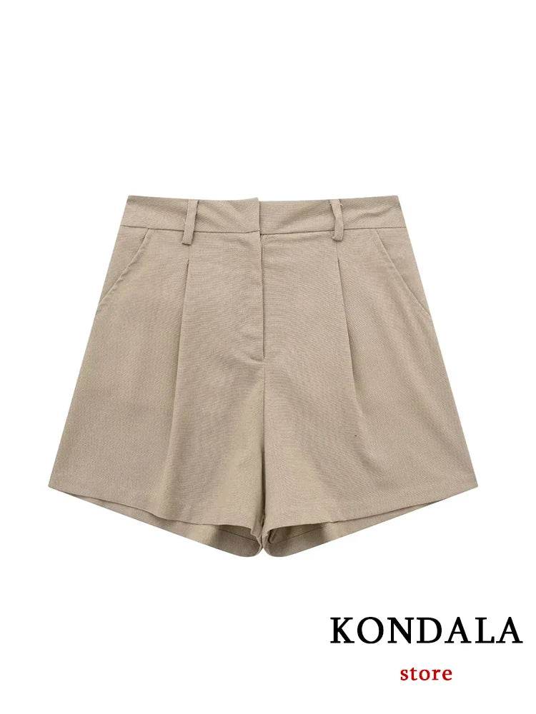 TRAFZA Casual Women Suits - V Neck Blazer & Wide Leg Shorts - Buy Center UK