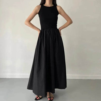 Buy Center Elegant Black Long Dress - Sleeveless High Waist Design - Buy Center UK