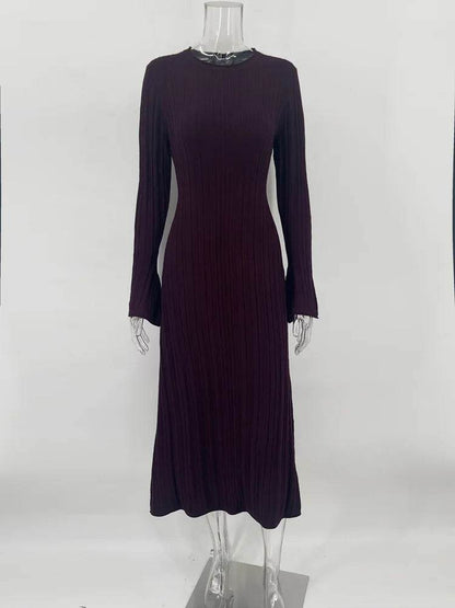 Tossy Knitwear Maxi Dress - Lace-Up High Waist Long Sleeve Fashion - Buy Center UK