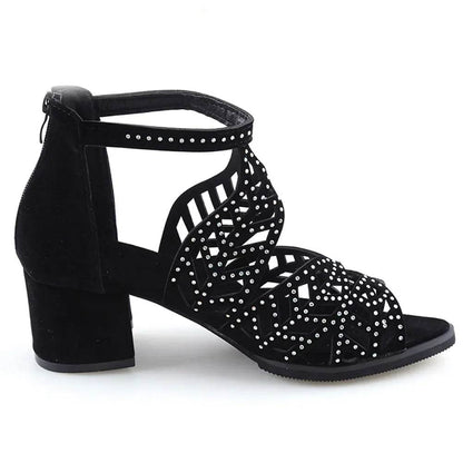 Buy Center Women’s Summer Rhinestone Sandals - High Thick Heel - Buy Center UK