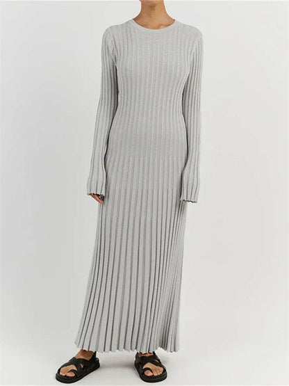 Tossy Lace-Up Knit Maxi Dress - High Waist Autumn Fashion Chic - Buy Center UK