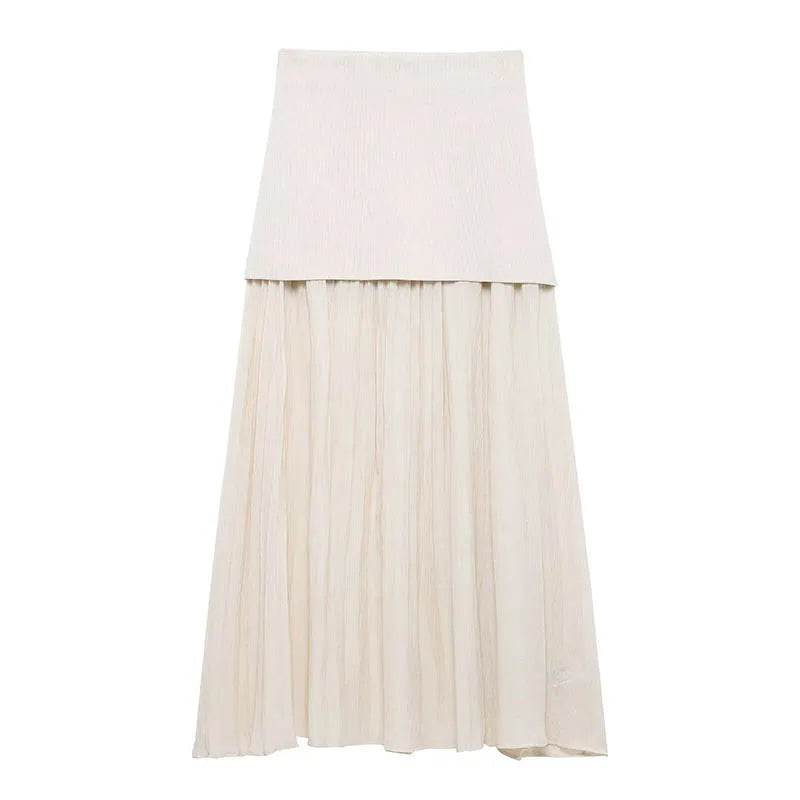 Buy Center Knitted V-neck Patchwork Skirt Set - Summer Slim Fit - Buy Center UK