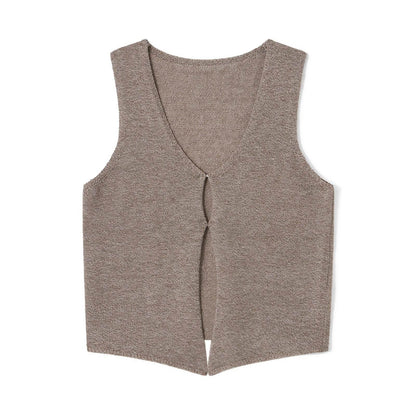 Women's Vintage Y2K Sweater Vest - Fitted Bow Knot Summer Top - Buy Center UK