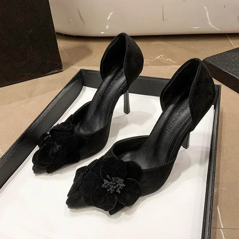 Buy Center Women's Spring Pointy Thin Heels with Flower Design - Buy Center UK