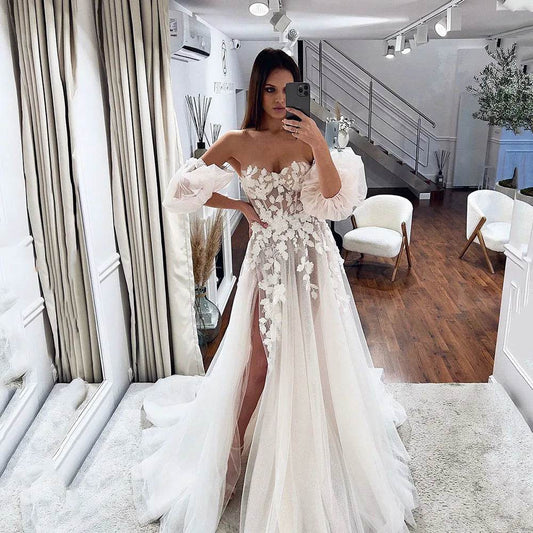 SoDigne Sexy A-Line Wedding Dress - Elegant Lace Boho Gown - Buy Center UK