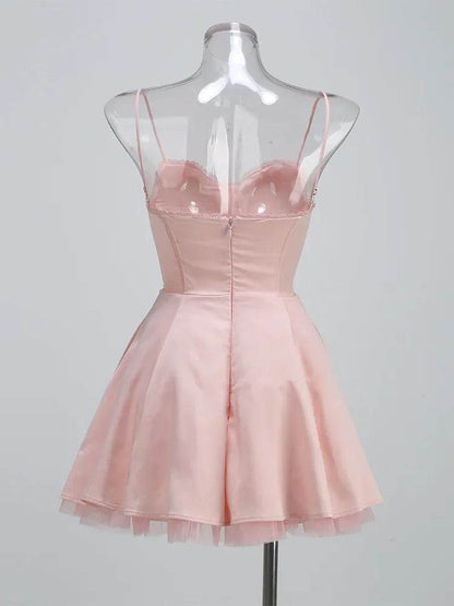 Elegant Pink Spaghetti Strap Prom Dress - Summer 2024 A-Line Gown - Buy Center UK