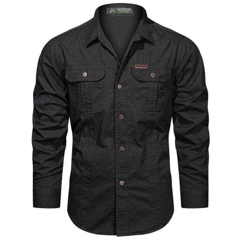 2024 Spring Men's Cotton Cargo Shirt - Long Sleeve Multi-Pocket - Buy Center UK