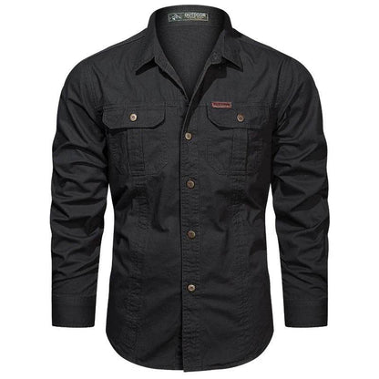 2024 Spring Men's Cotton Cargo Shirt - Long Sleeve Multi-Pocket - Buy Center UK