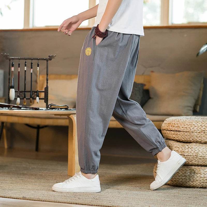 Buy Center Summer Casual Cotton Linen Ninth Pants - Loose Harem Style - Buy Center UK