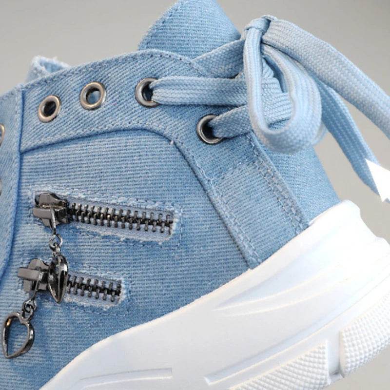 2024 Women's High Top Sneakers - Denim Canvas Lace-Up Boots - Buy Center UK