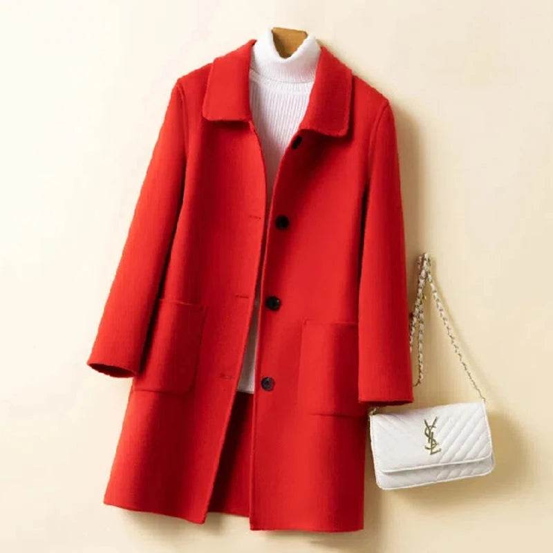 Buy Center Women's Solid Color Jackets - Elegant Retro Wool Blends - Buy Center UK