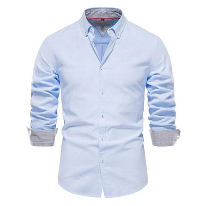 AIOPESON Men's Oxford Shirt - Cotton Blend, Long Sleeve & Casual Style - Buy Center UK