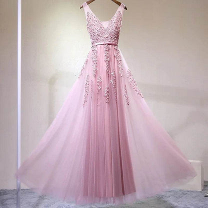 Buy Center Appliques Beading Evening Dress - Elegant Tulle Prom Dress - Buy Center UK